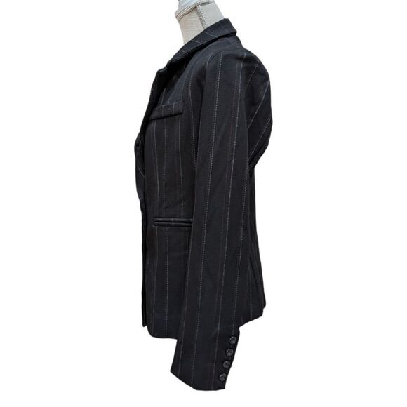 LIKE NEW Heartloom Women's Black Pinstripe Double Breasted Blazer Size M - Picture 4 of 12